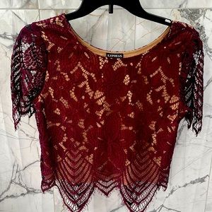 Express Lace blouse in deep Wine Red color in XS